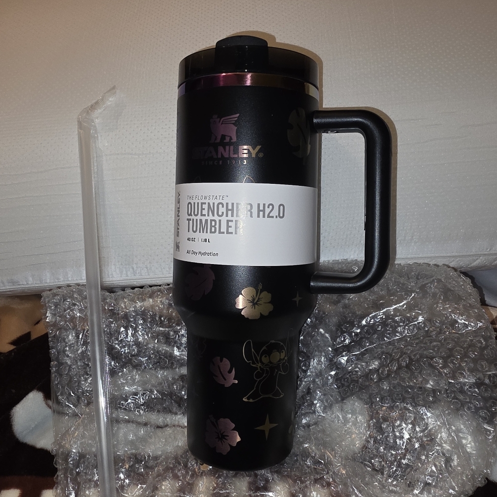 Stanley Black and Gold Floral Tumbler